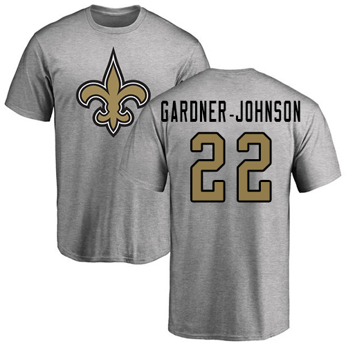 Men New Orleans Saints Ash Chauncey Gardner Johnson Name and Number Logo NFL Football #22 T Shirt->nfl t-shirts->Sports Accessory